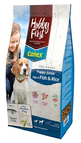 hobbyfirst canex puppy/junior brocks rich in fish & rice-1