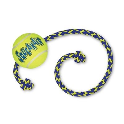 kong squeakair bal met touw geel / blauw-1