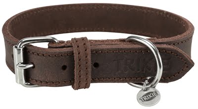 trixie halsband hond rustic vetleer donkerbruin-1