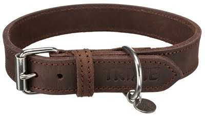 trixie halsband hond rustic vetleer donkerbruin-1