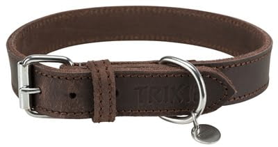 trixie halsband hond rustic vetleer donkerbruin-1