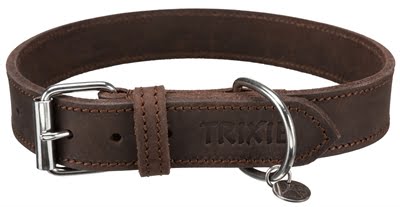 trixie halsband hond rustic vetleer donkerbruin-1