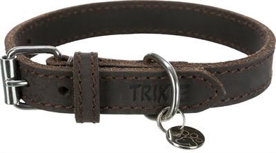 trixie halsband hond rustic vetleer donkerbruin-1