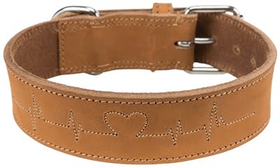 trixie halsband hond rustic vetleer heartbeat bruin-1