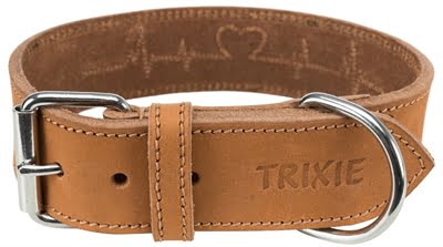 trixie halsband hond rustic vetleer heartbeat bruin-1