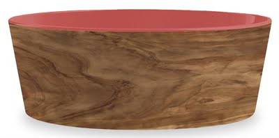 tarhong voerbak hond olive melamine houtprint / sienna roze-1