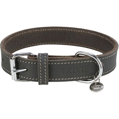 trixie halsband hond rustic vetleer grijs-1